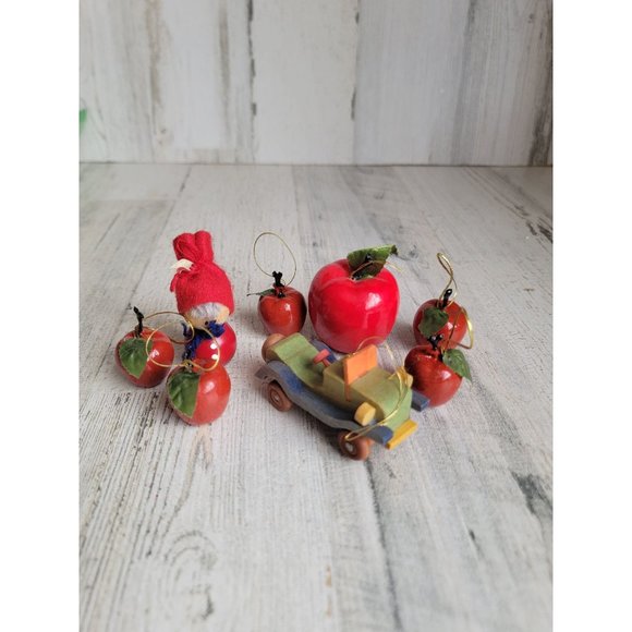 Vintage teacher apple school car ornament Xmas set - Picture 1 of 9